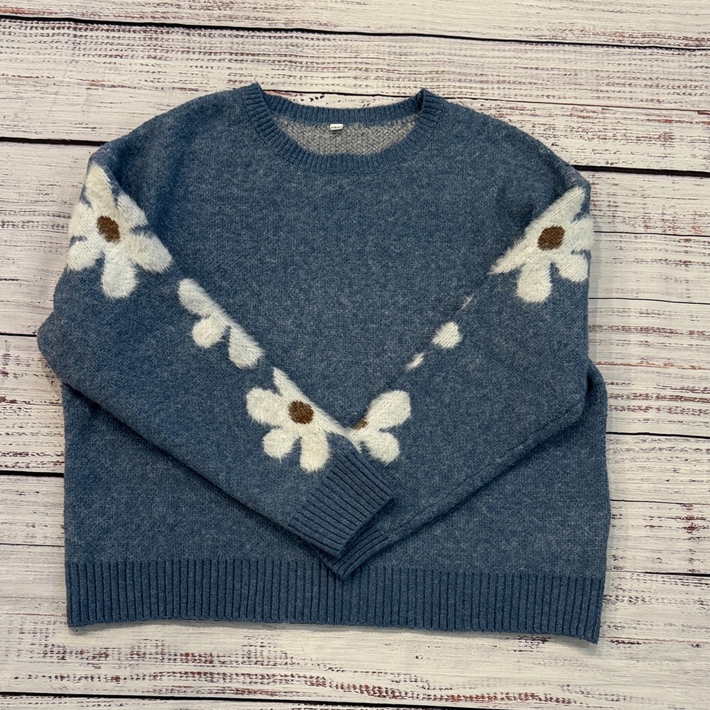 Blue Floral Women's Sweater